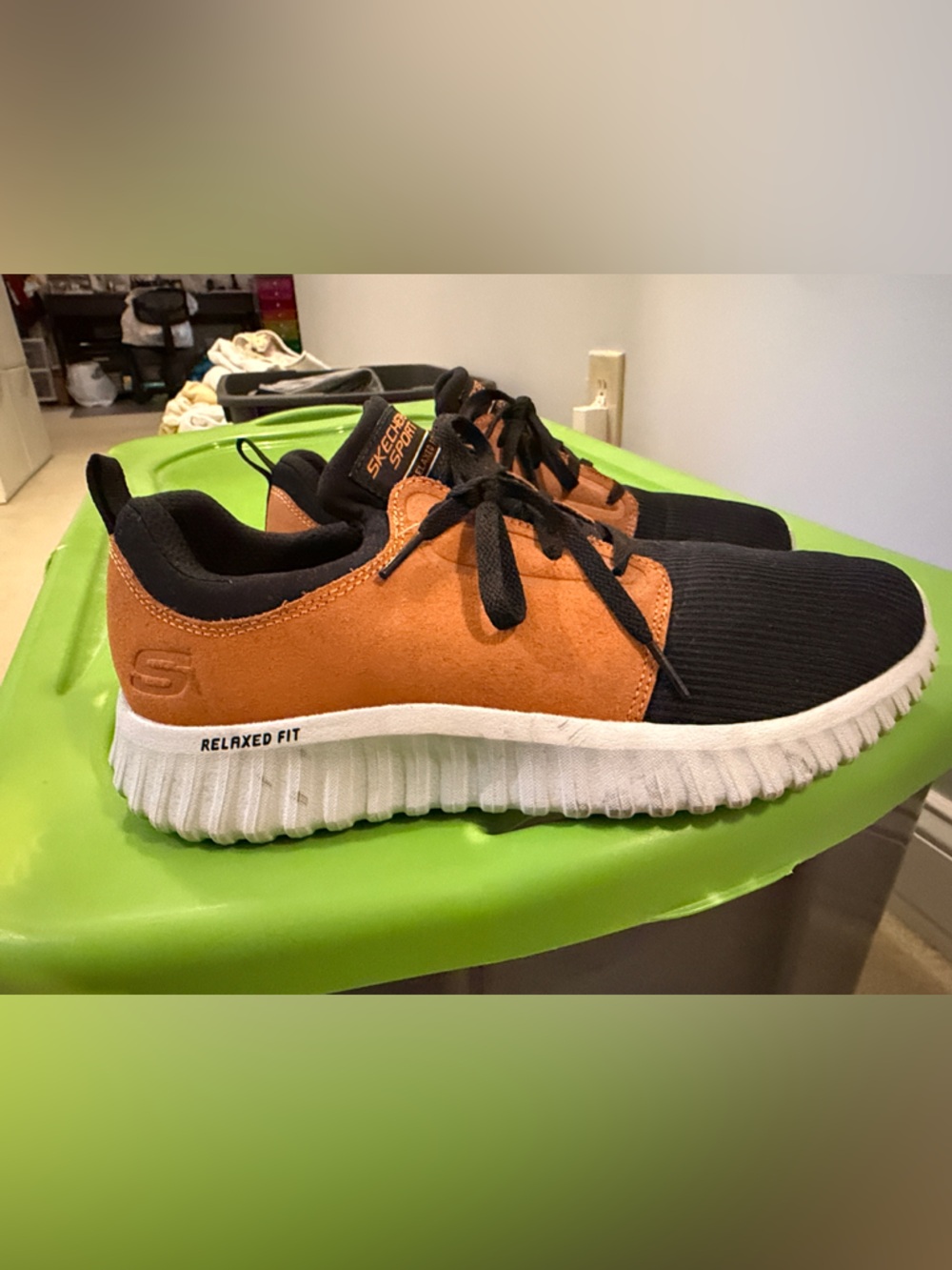 Skechers Kids Orange and Black Lace-Up Relaxed Fit Sneakers